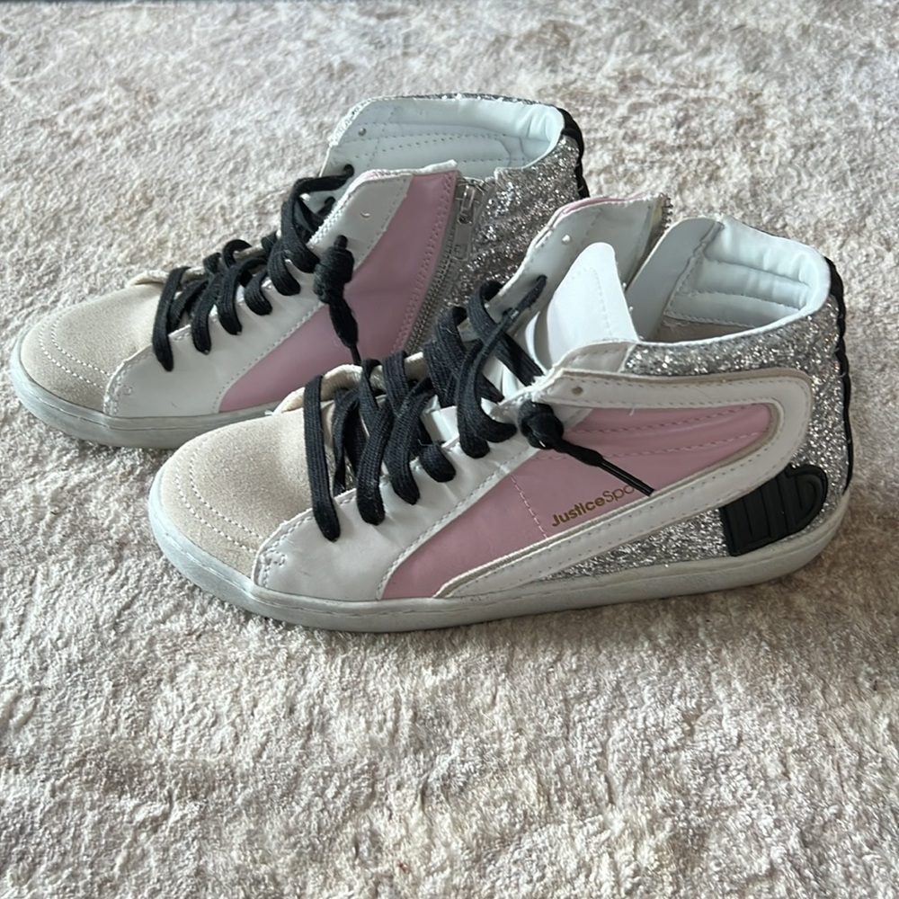 Justice Little Girl and Big Girl Mid-Court Sneaker, Size 6